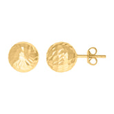 14kt Yellow Gold Womens Diamon-cut 10mm Ball Stud Earrings